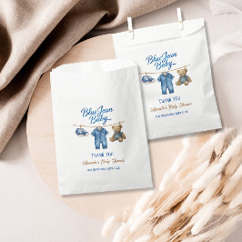 Denim Bear Clothesline Boy Blue Jean Baby Shower フェイバーバッグ