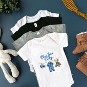 Denim Bear Clothesline Boy Blue Jean Baby Shower ベビーボディスーツ