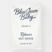 Denim Bear Clothesline Boy Blue Jean Baby Shower 横断幕 (縦)