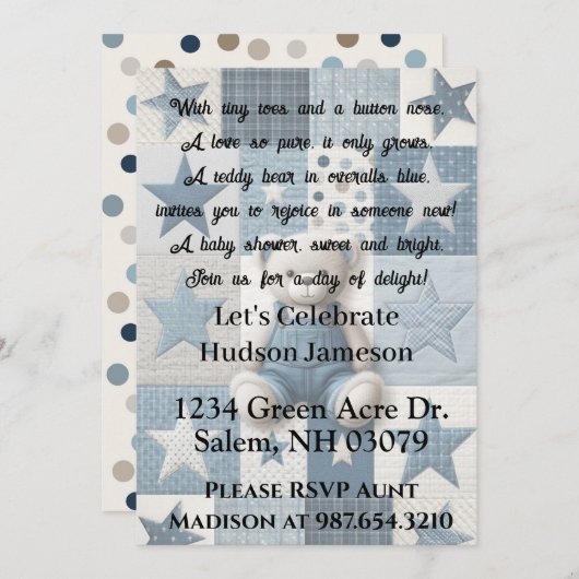 Denim Bear Invitation 招待状 (正面/裏面)