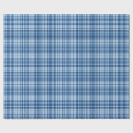 Denim Blue Classic Plaid ラッピングペーパー (フラット)