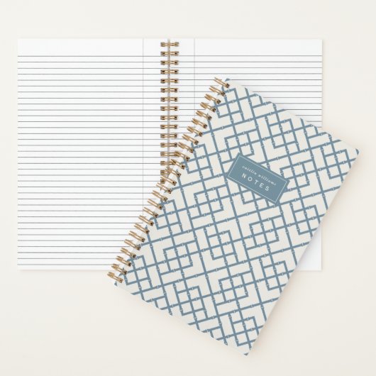 Denim Blue | Coastal Bamboo Trellis Personalized ノートブック (内側)