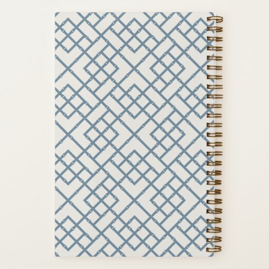 Denim Blue | Coastal Bamboo Trellis Personalized ノートブック (裏面)