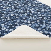 Denim Blue Flowers シェルパブランケット (3/4)