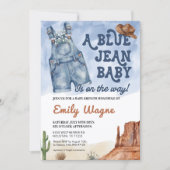 Denim Blue Jean Baby Shower Invitation 招待状 (正面)