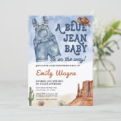 Denim Blue Jean Baby Shower Invitation 招待状 (スタンド正面)
