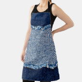 Denim blue jeans fabric frame. Bleached denim fabr エプロン (インサイチュ)