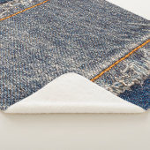 Denim blue jeans fabric frame. Bleached denim fabr シェルパブランケット (3/4)