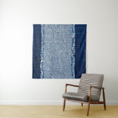 Denim blue jeans fabric frame. Bleached denim fabr タペストリー (インサイチュ(横))