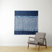 Denim blue jeans fabric frame. Bleached denim fabr タペストリー (インサイチュ)