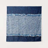 Denim blue jeans fabric frame. Bleached denim fabr タペストリー (正面)
