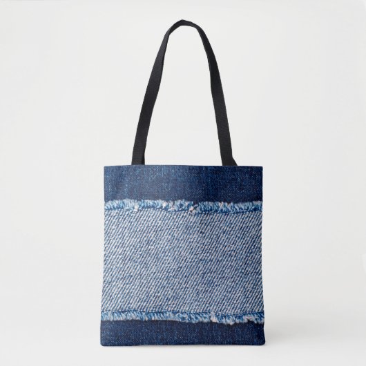 Denim blue jeans fabric frame. Bleached denim fabr トートバッグ (正面)
