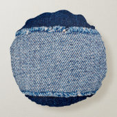Denim blue jeans fabric frame. Bleached denim fabr ラウンドクッション (裏面)