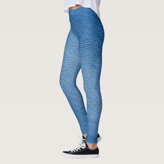 Denim Blue Jeans Pattern All-Over-Print Leggings レギンス (左)