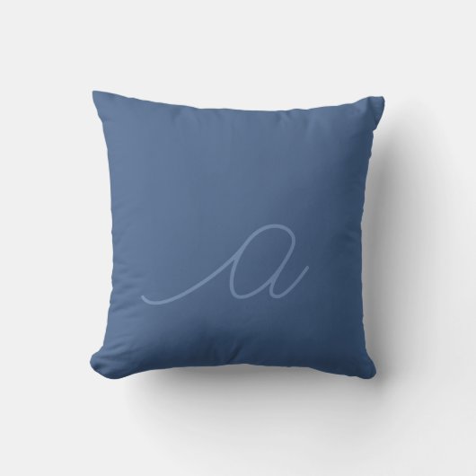Denim Blue Lowercase Script Letter クッション (正面)