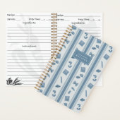 Denim Blue Pasta Market Stripe Personalized Recipe ノートブック (内側)