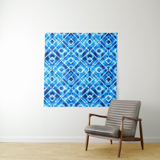 Denim blue tie die texture repeat modern pattern タペストリー (インサイチュ)