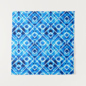 Denim blue tie die texture repeat modern pattern タペストリー (正面)