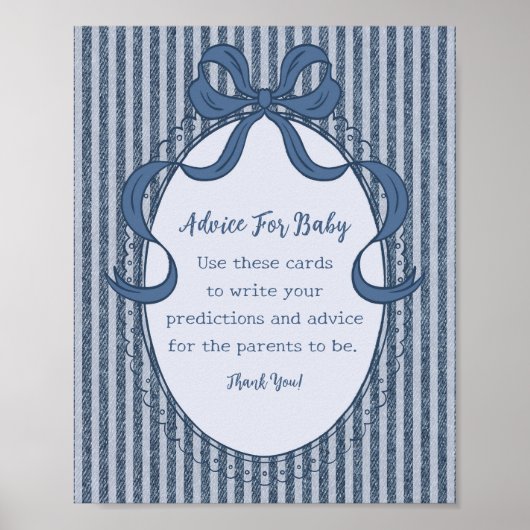 Denim Coquette Bow Blue Jean Advice for Baby ポスター (正面)