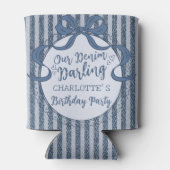 Denim Coquette Bow Blue Jean Baby Birthday Favor 缶クーラー (裏面)