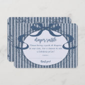 Denim Coquette Bow Blue Jean Baby Diaper Raffle エンクロージャーカード (正面/裏面)