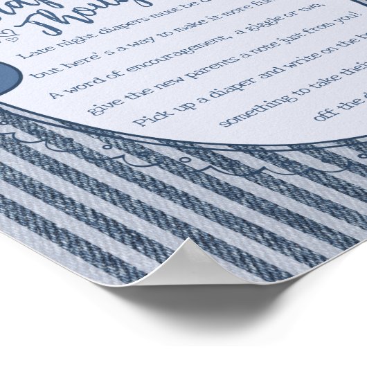 Denim Coquette Bow Blue Jean Baby Diaper Thoughts ポスター (角)