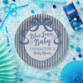 Denim Coquette Bow Blue Jean Baby Shower ペーパープレート (パーティー)