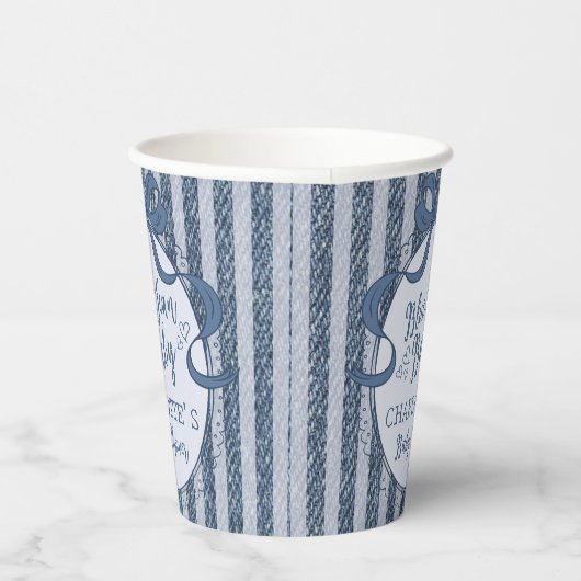 Denim Coquette Bow Blue Jean Baby Shower 紙コップ (右)