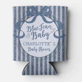 Denim Coquette Bow Blue Jean Baby Shower Favor 缶クーラー