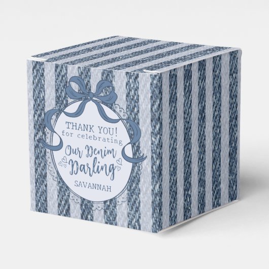 Denim Coquette Bow Blue Jean Birthday Favor Box フェイバーボックス (正面サイド)