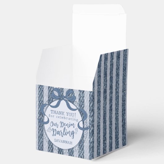 Denim Coquette Bow Blue Jean Birthday Favor Box フェイバーボックス (オープン)