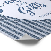 Denim Coquette Bow Blue Jean Cards and Gifts Sign ポスター (角)