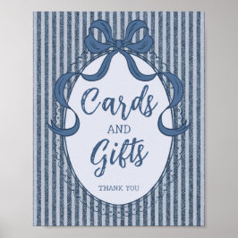 Denim Coquette Bow Blue Jean Cards and Gifts Sign ポスター