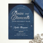 Denim Diamonds Arch Script 30th Birthday Party 招待状