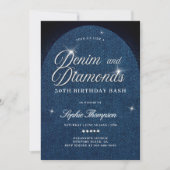 Denim Diamonds Arch Script 30th Birthday Party 招待状 (正面)