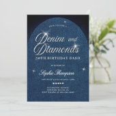 Denim Diamonds Arch Script 30th Birthday Party 招待状 (スタンド正面)