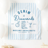 Denim Diamonds Bachelorette Backdrop Hand Drawn タペストリー