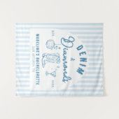 Denim Diamonds Bachelorette Backdrop Hand Drawn タペストリー (正面(横))