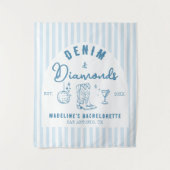 Denim Diamonds Bachelorette Backdrop Hand Drawn タペストリー (正面)