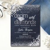 Denim Diamonds Bling Classy 30th Birthday Party 招待状