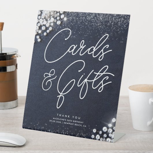 Denim Diamonds Bling Classy Elegant Cards Gifts 台座サイン (インサイチュ)