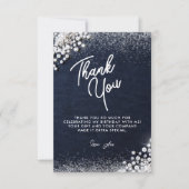 Denim Diamonds Bling Classy Elegant Party Blue サンキューカード (正面)