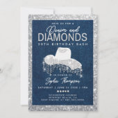 Denim Diamonds Bling Frame 30th Birthday Party 招待状 (正面)