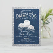 Denim Diamonds Bling Frame 30th Birthday Party 招待状 (スタンド正面)