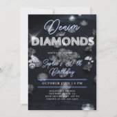 Denim Diamonds Glam Glow Classy 30th Birthday 招待状 (正面)