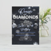 Denim Diamonds Glam Glow Classy 30th Birthday 招待状 (スタンド正面)