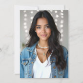 Denim Diamonds Glitter Chic Frame Photo Sweet 16 招待状 (裏面)