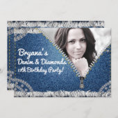 Denim & Diamonds Jean Zipperパーティー写真招待 招待状 (正面/裏面)