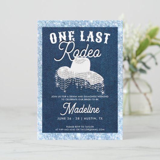 Denim Diamonds Last Rodeo Cowgirl Bachelorette 招待状 (スタンド正面)