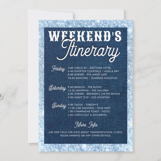 Denim Diamonds Last Rodeo Cowgirl Bachelorette 招待状 (裏面)